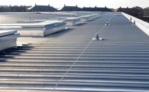 Photo of a large commercial metal flat roof