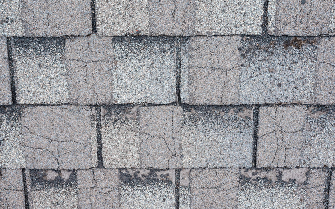 Up close photo of old and weathered shingles