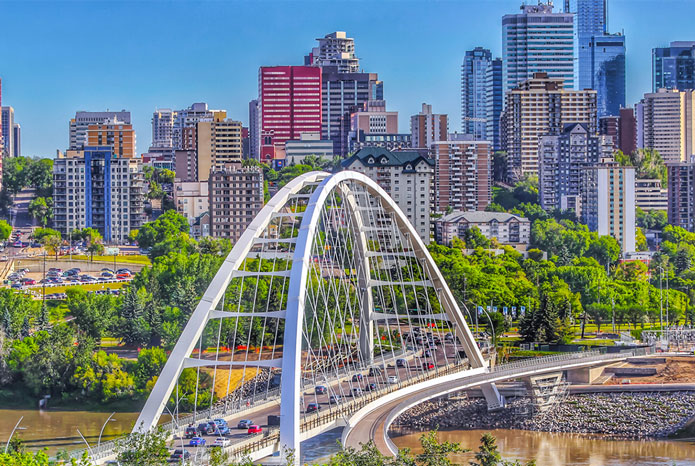 Photo of Edmonton roofs and bridge