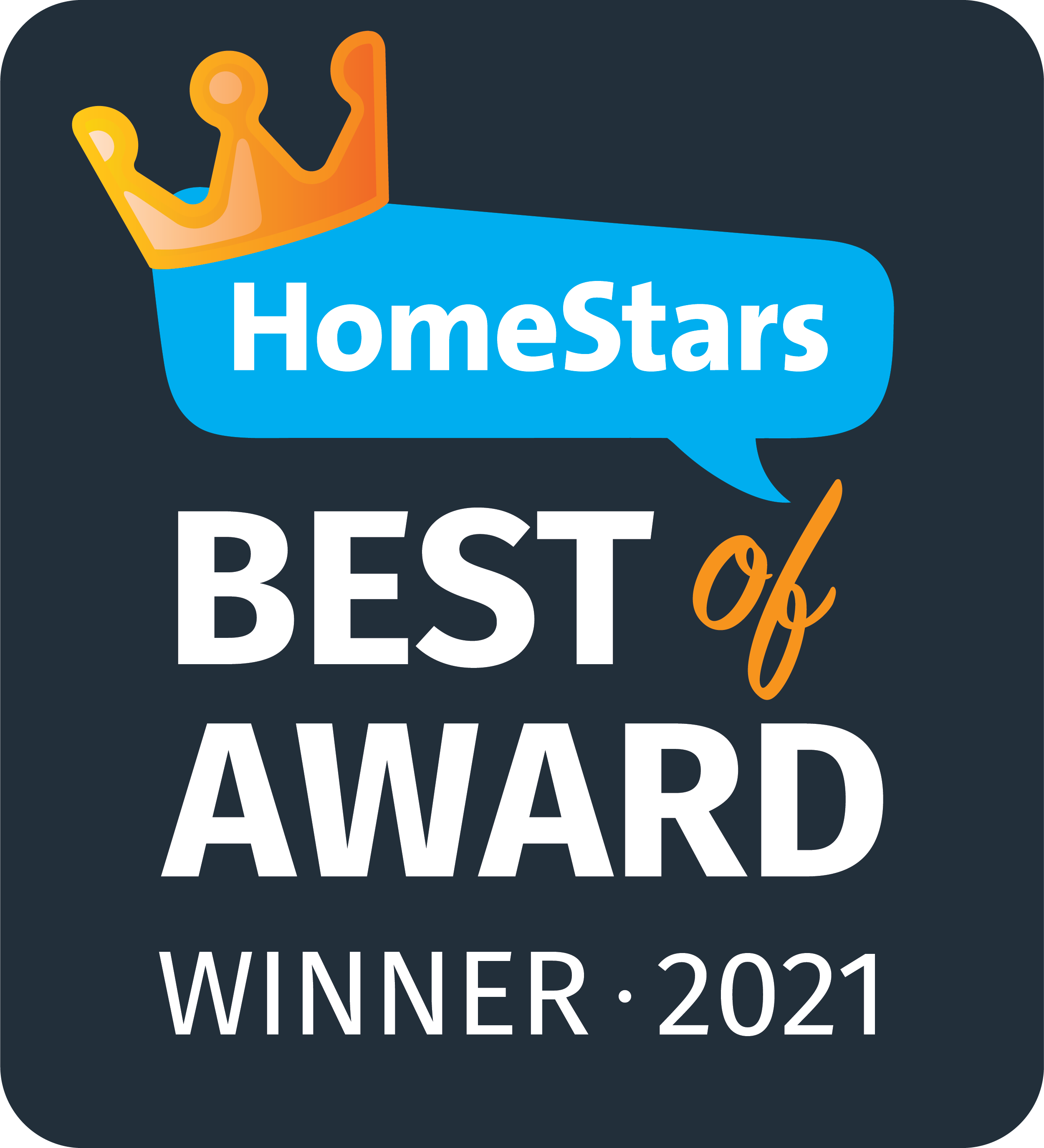 The badge we got for winning HomeStars Best of award for 2019!